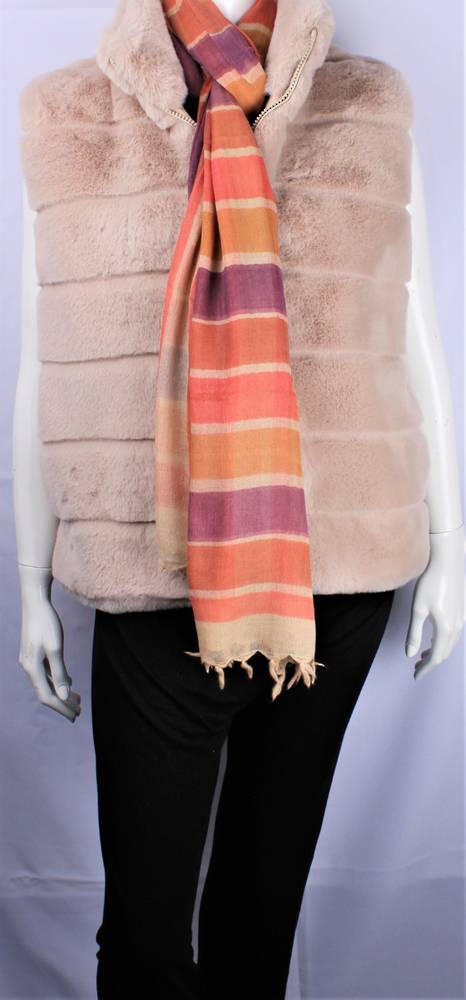 ALICE & LILY  Super soft PURE WOOL winter knit scarf gold mix stripes STYLE: SC/STRIPES GOLDMIX